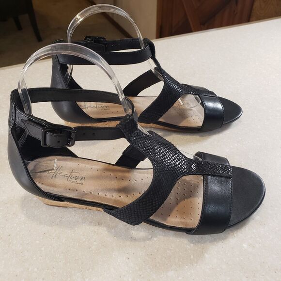 Clarks Abigail Lily Strappy Wedge Sandal Pewter Suede Women’s US 8 - Picture 5 of 8